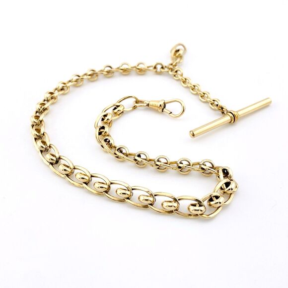 Antique Victorian Gold Filled Pocket Watch Chain Chunky Fancy Links 13.5”